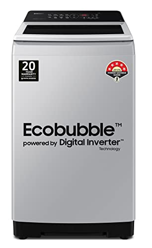 Samsung 7 kg, 5 star, Eco Bubble Technology, Digital Inverter, Motor, Soft Closing Door, Fully-Automatic Top Load Washing Machine (WA70BG4441YYTL, Lavender Gray)