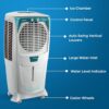 Crompton Ozone Desert Air Cooler- 75L; with Everlast Pump, Auto Fill, 4-Way Air Deflection and High Density Honeycomb Pads; White & Teal - Image 4