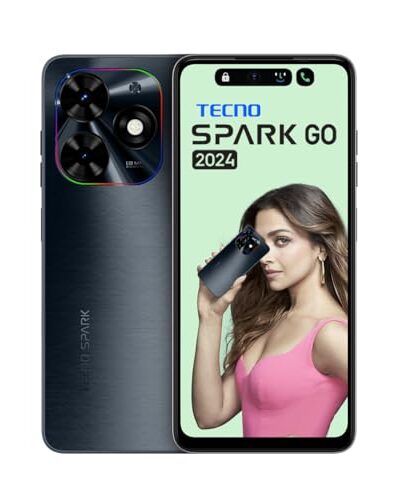 TECNO Spark GO 2024 (Gravity Black,8GB* RAM, 128GB ROM)| Segment First 90Hz Dot-in Display with Dynamic Port & Dual Speakers with DTS| 5000mAh| 10W Type-C| Fingerprint Sensor| Octa-Core Processor