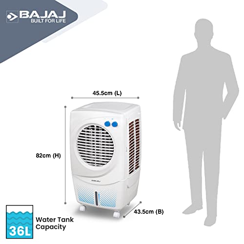 Bajaj Px 97 Torque New 36L Personal Air Cooler For Room With DuramarinePump (2-Yr Warranty By Bajaj), Turbofan Technology, Powerful Air Throw & 3-Speed Control, Portable Air Cooler For Home, White - Image 4