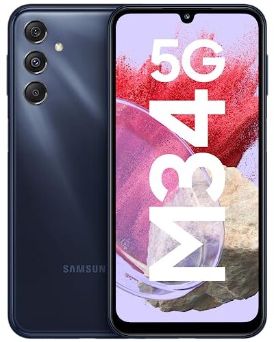 Samsung Galaxy M34 5G (Midnight Blue,6GB,128GB)|120Hz sAMOLED Display|50MP Triple No Shake Cam|6000 mAh Battery|4 Gen OS Upgrade & 5 Year Security Update|12GB RAM with RAM+|Android 13|Without Charger