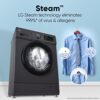LG 7 Kg 5 Star Inverter Touch panel Fully-Automatic Front Load Washing Machine with In-Built Heater (FHM1207SDM, Middle Black, Steam for Hygiene Wash) - Image 4